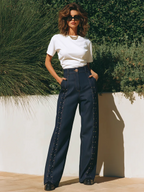 Resort Style Drawstring Loose Denim Pants