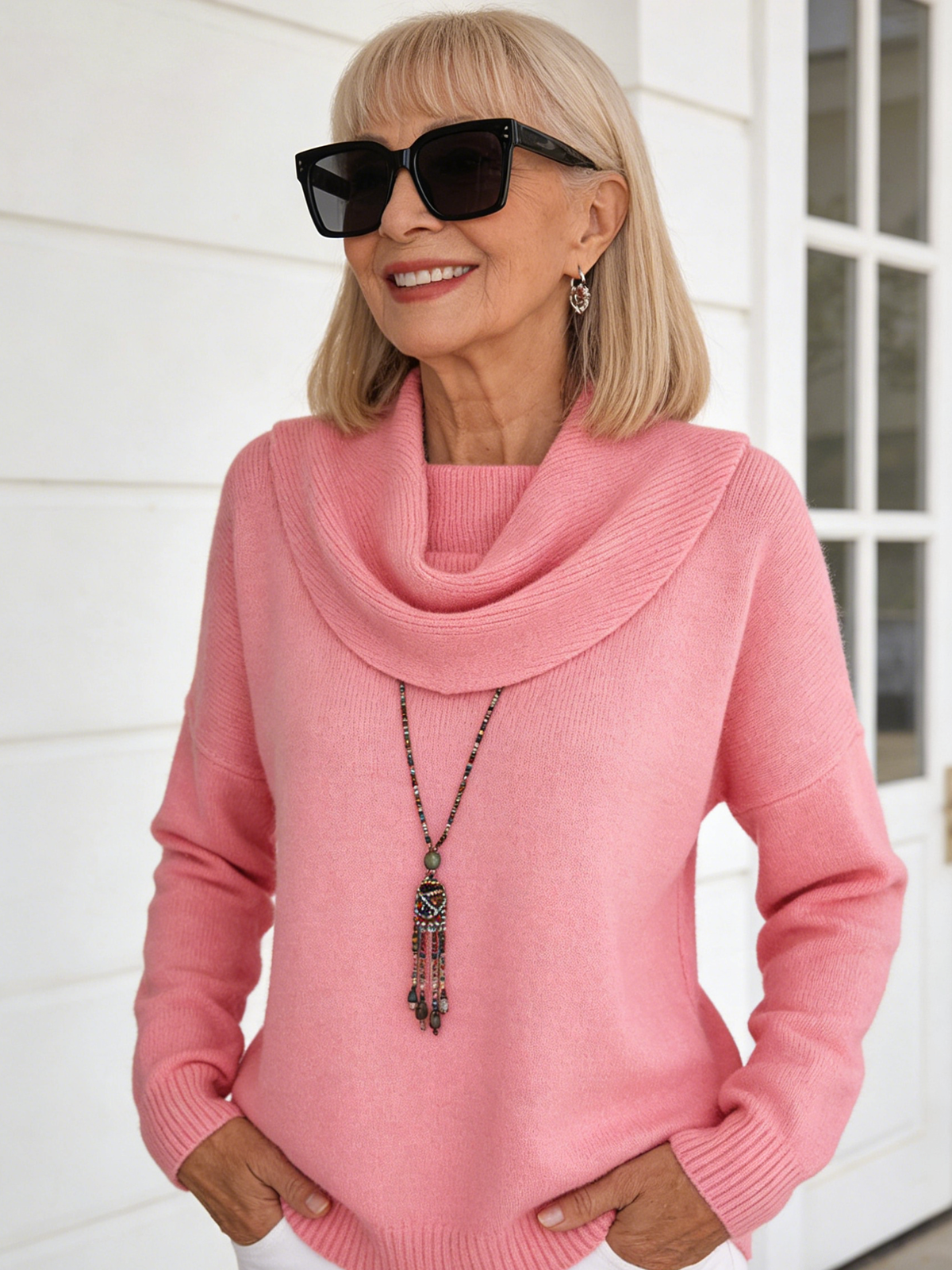 Winter Knitted Sweater Solid Color Long-sleeved Top Sweater Women