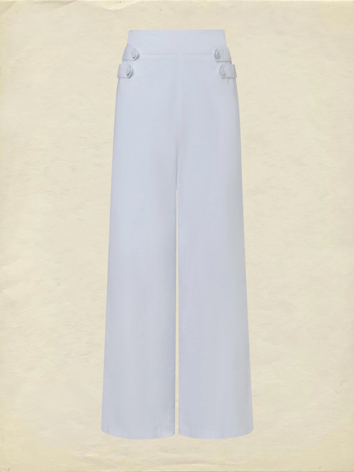 Cotton Pants, Plain, French Vintage, White