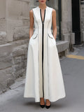 Contrast Trim Sleeveless Structured Maxi Dress