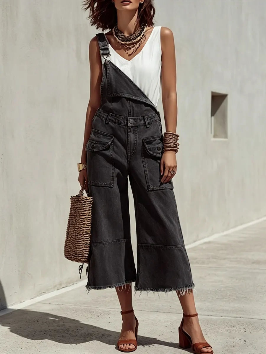 Women's Casual Large Pocket Denim Overalls
