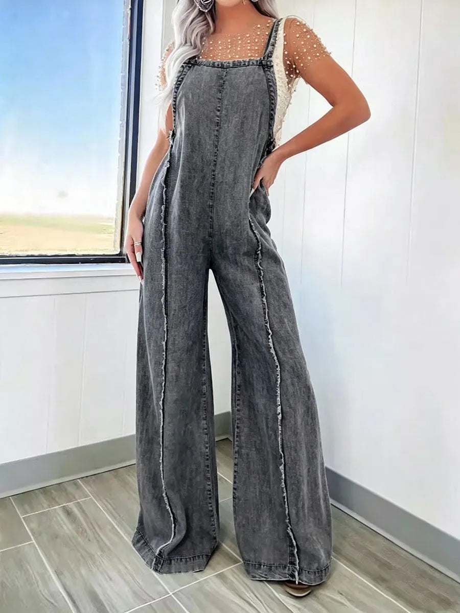 Women's Casual Cotton Denim Jumpsuit