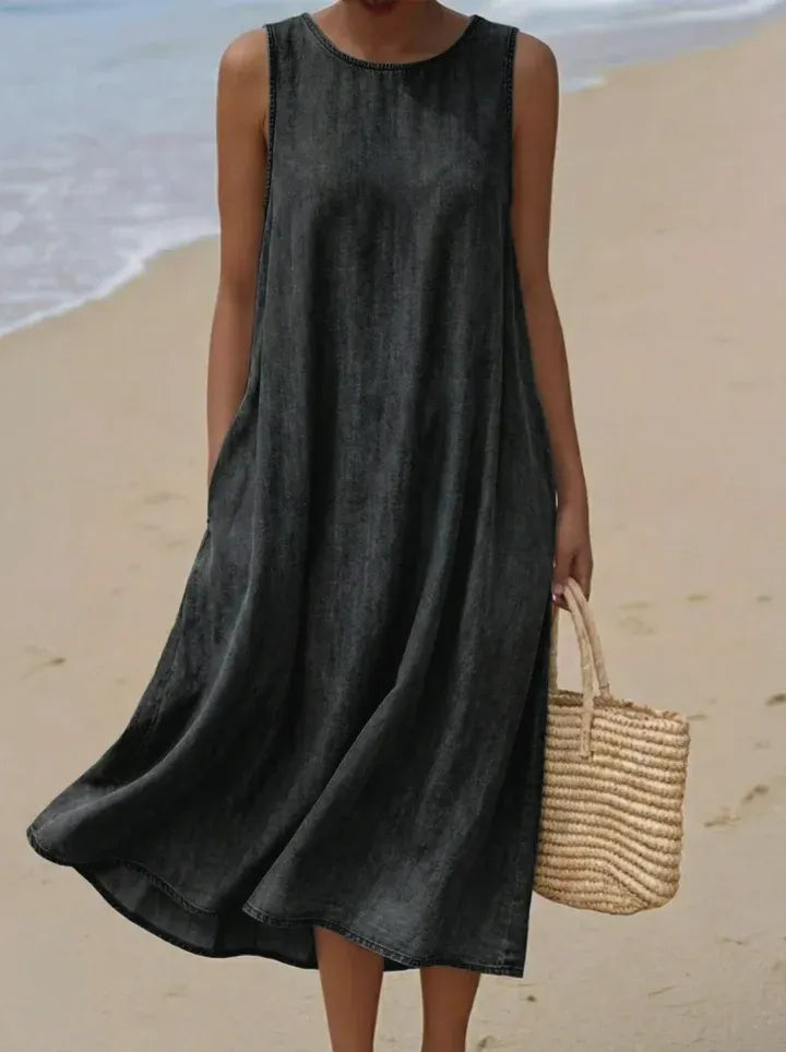 Women's Casual Denim Sleeveless Dress