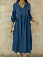 Casual V-neck Denim A-line Dress