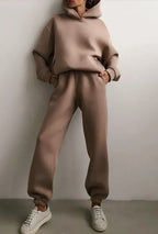 Fashion Casual Hooded Solid Color Two-piece Suit
