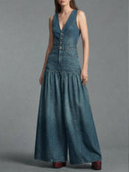 Casual Denim Wide-leg Jumpsuit