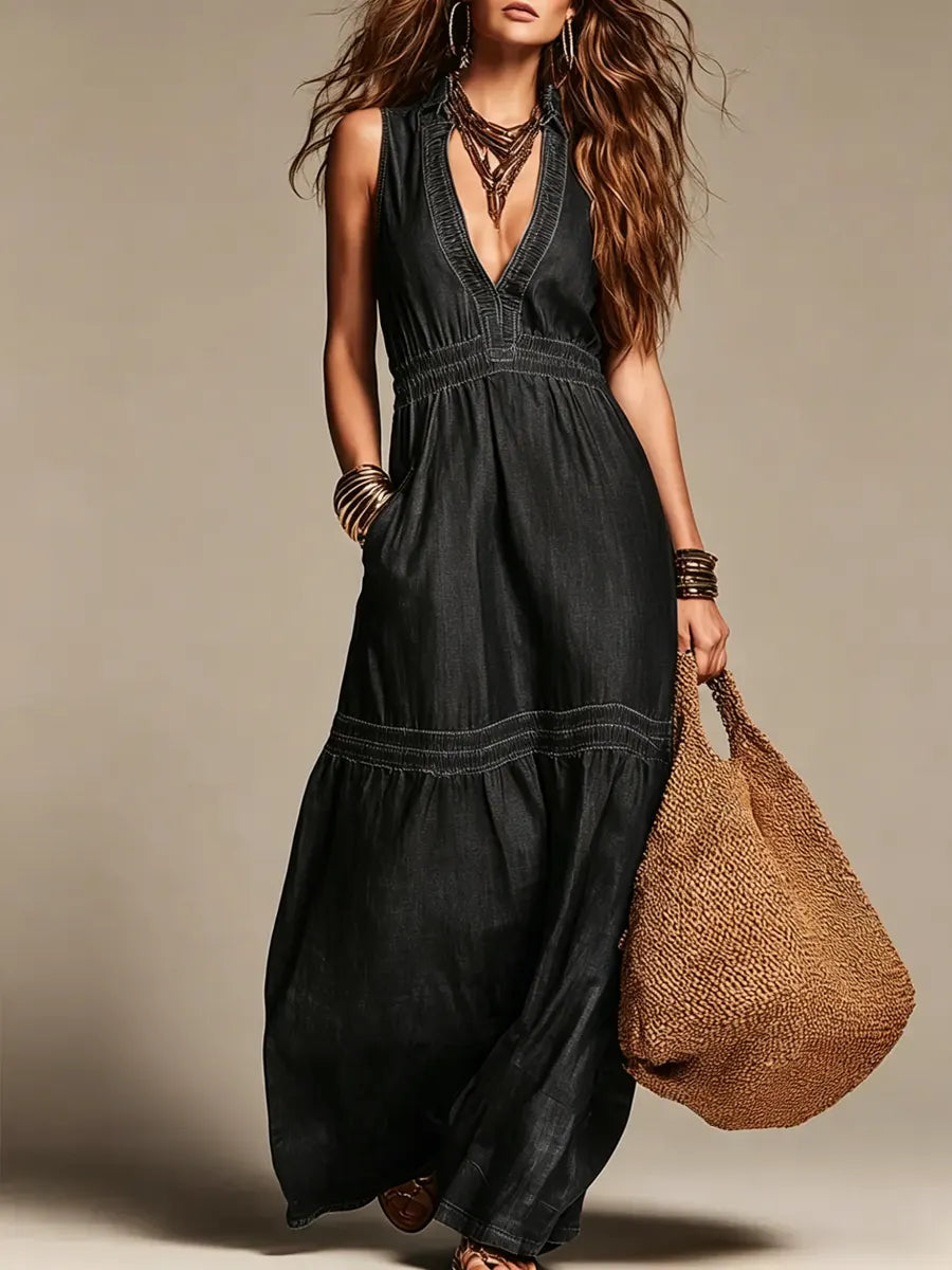 Women's Casual Vacation Style Denim Dress