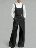 Women's Square-neck Sleeveless Loose-fitting Denim Wide-leg Jumpsuit