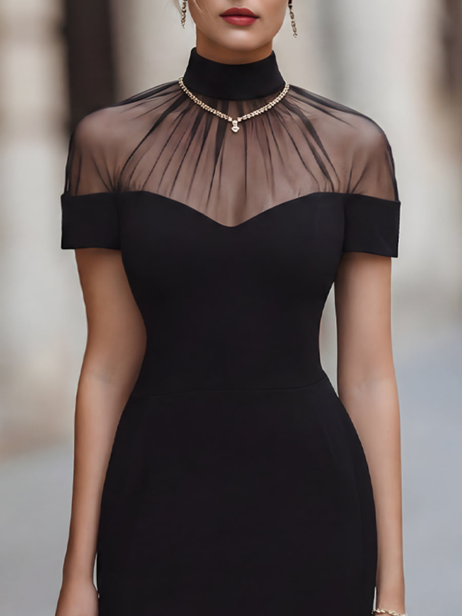 Sheer Illusion Off-Shoulder Mini Dress