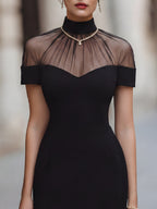 Sheer Illusion Off-Shoulder Mini Dress