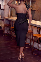 Women's Elegant Flounce Panel Design Slit Dress