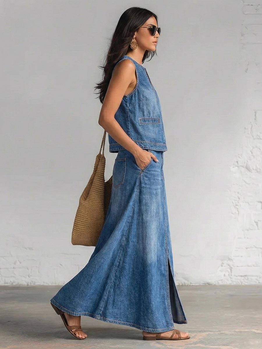 Solid Color Loose Sleeveless V-Neck Vest Top