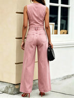 Retro Denim Crop Top & Wide Leg Jeans Set