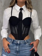 Women Camisole Jumpsuit+ Shirt Casual Set