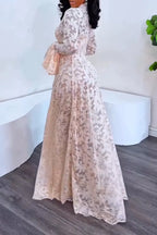 Women's Elegant Flare Sleeve Lace Maxi Dress