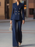 Elegant Pinstripe Double-Breasted Suit Set