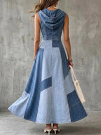 Color-block Western-style Maxi Dress With Zipper