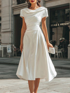 Draped Asymmetric Midi Dress