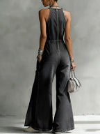 Casual Split Sleeveless Denim Jumpsuit