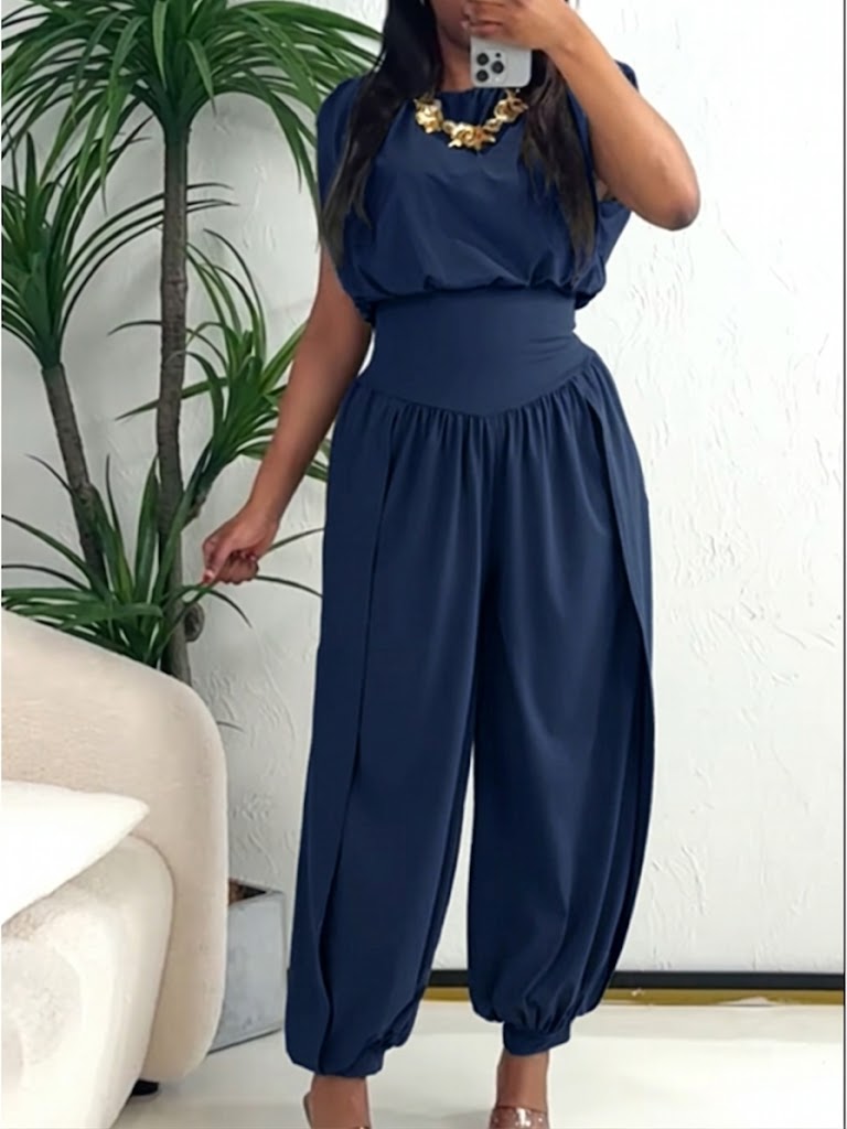 Women's Casual Cotton Vest And Denim Jumpsuit