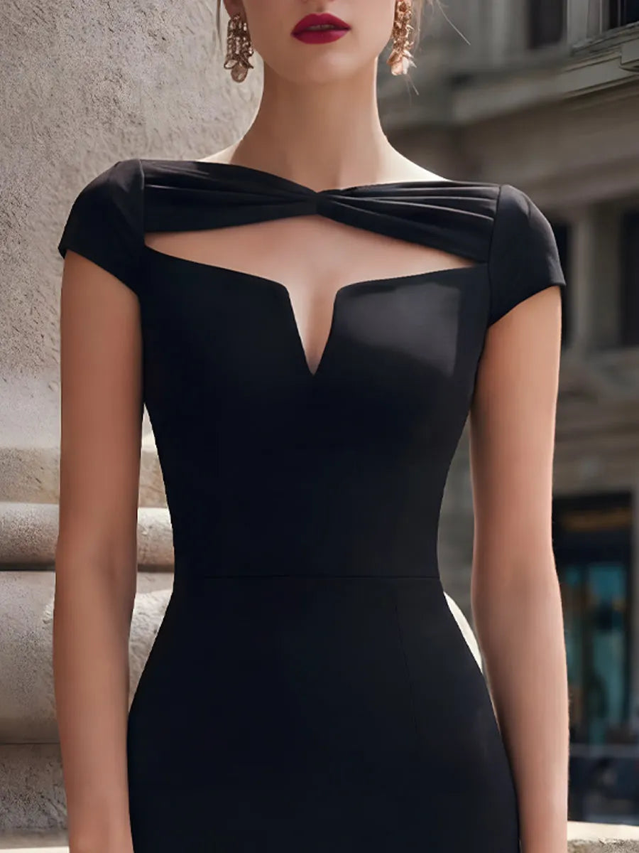 Sculpted Bow Neck Mini Dress