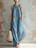 Cozy & Lightweight Contrast Trim Denim Dress
