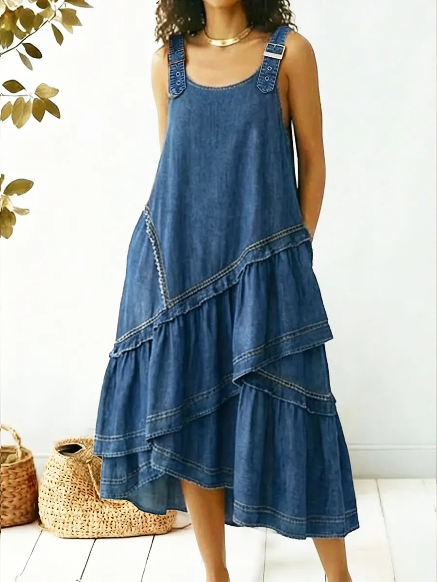 Women's Casual Sleeveless Cotton Denim Dress