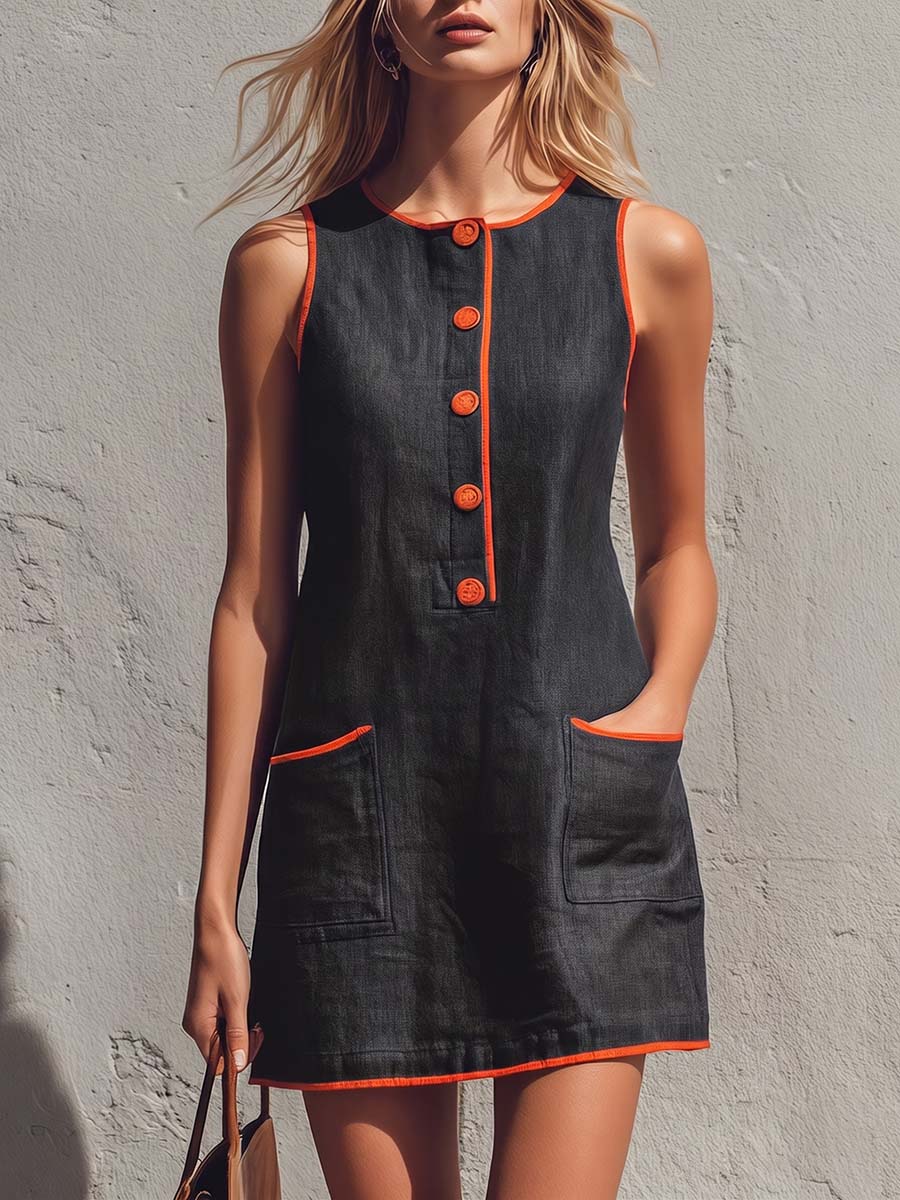 Women's Round-neck Sleeveless Loose-fit Casual Denim Dress