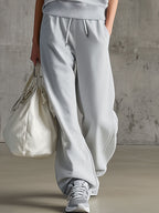 Casual Retro Denim Patchwork Light Gray Sleeveless Sweatshirt And Pants Set