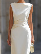Elegant Sleeveless Draped Maxi Dress