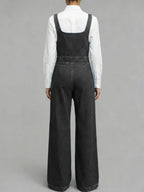 Women's Square-neck Sleeveless Loose-fitting Denim Wide-leg Jumpsuit