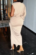 Women Round Neck Top + Patchwork Skirt Elegant Temperament Set