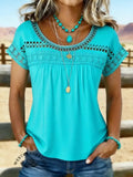 Women's Vintage Casual Short Sleeves Denim Shirt