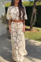 Women's Elegant Resort Lace Cutout Top & Long Skirt