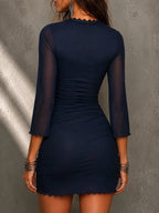 Vintage Lace Trim Tencel Mini Dress With Drawstring Detail