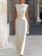 Elegant Sleeveless Draped Maxi Dress