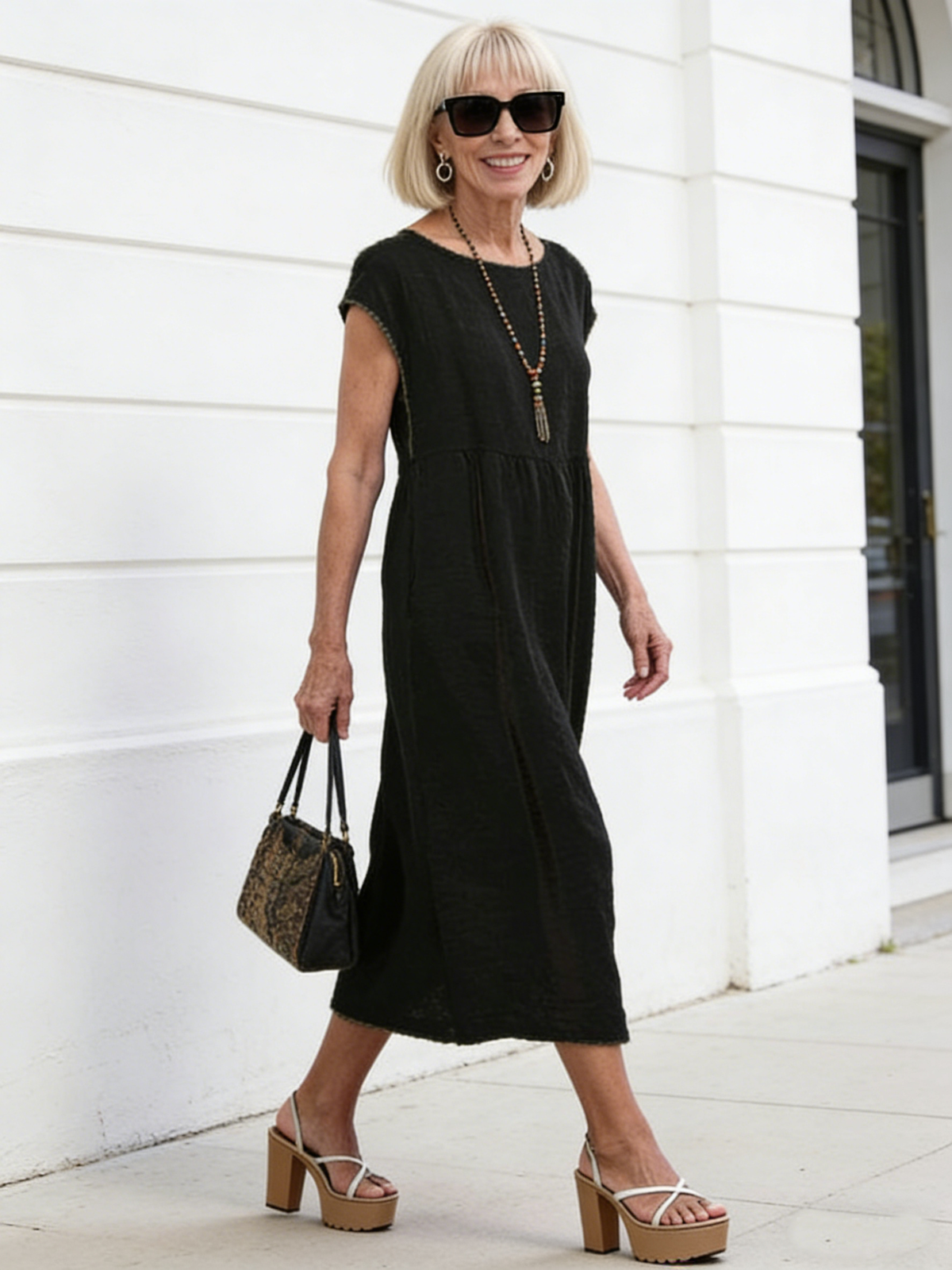 Solid Color Sleeveless Loose Cotton and Linen Pockets, Dress