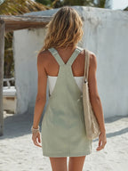 Casual Vacation Light Green Denim Overall Skirt