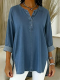 Women's Casual Washed Denim Cotton Top