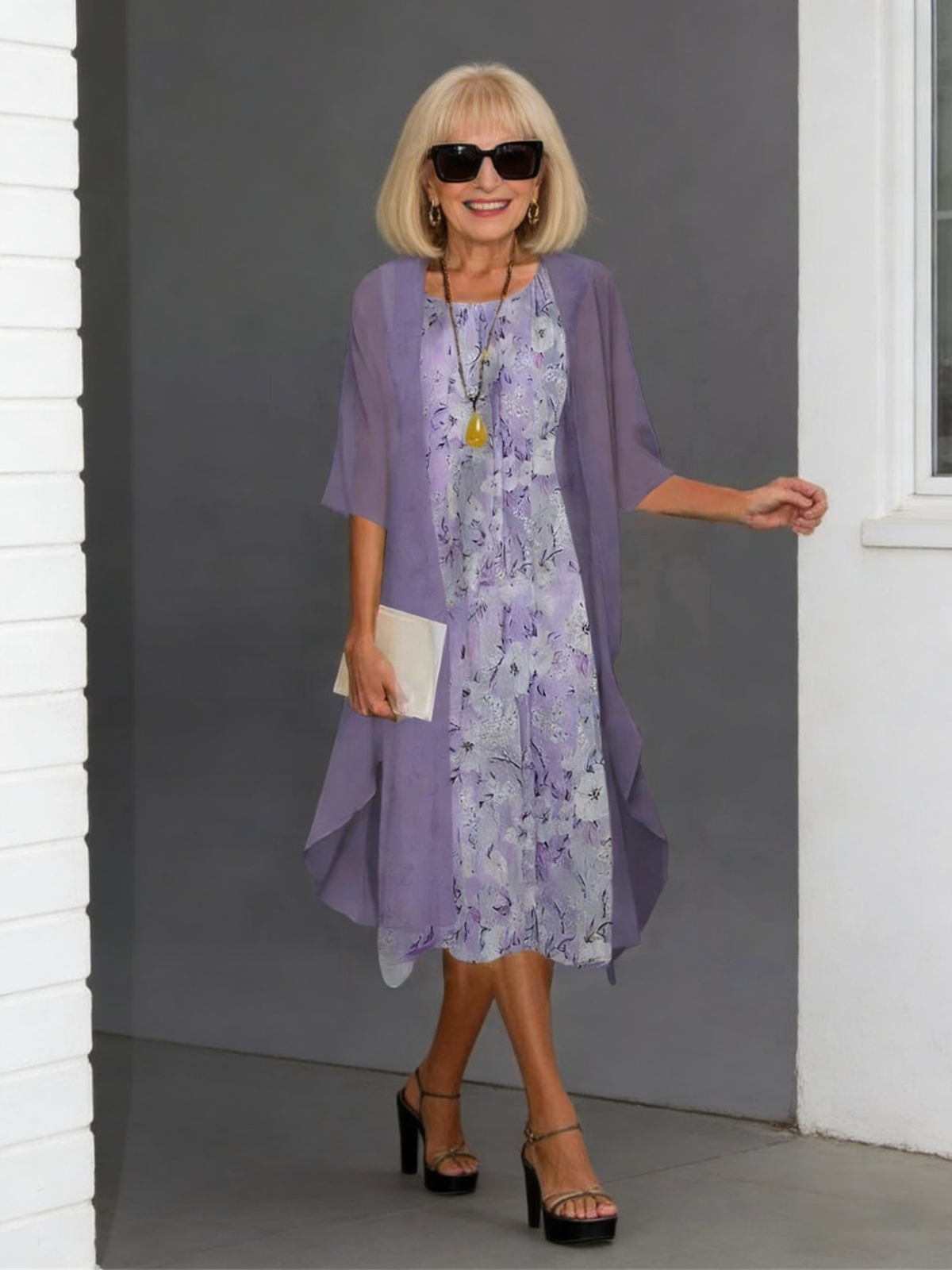 2Pcs Stylish and Elegant Chiffon Dress Two-piece Set