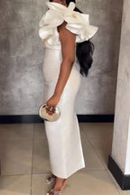 Women's Elegant Flounce-Sleeve Beaded Maxi Dress