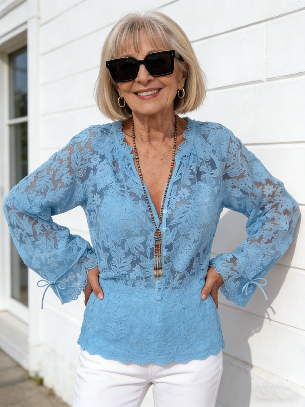 Beach Shirt Hollow Casual Lace Shirt Lace Shirt