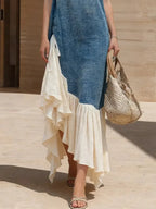 Women's Retro Fashion Cozy Patchwork Casual Denim Dress