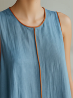 Cozy & Lightweight Contrast Trim Denim Dress