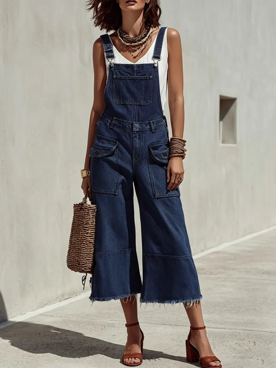Women's Casual Large Pocket Denim Overalls