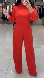 Women Round Neck Top+ Pants Casual Suit