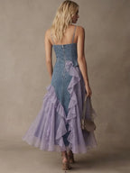 Stylish Casual Spliced chiffon And Denim Dress