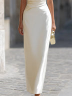 Elegant Sleeveless Draped Maxi Dress