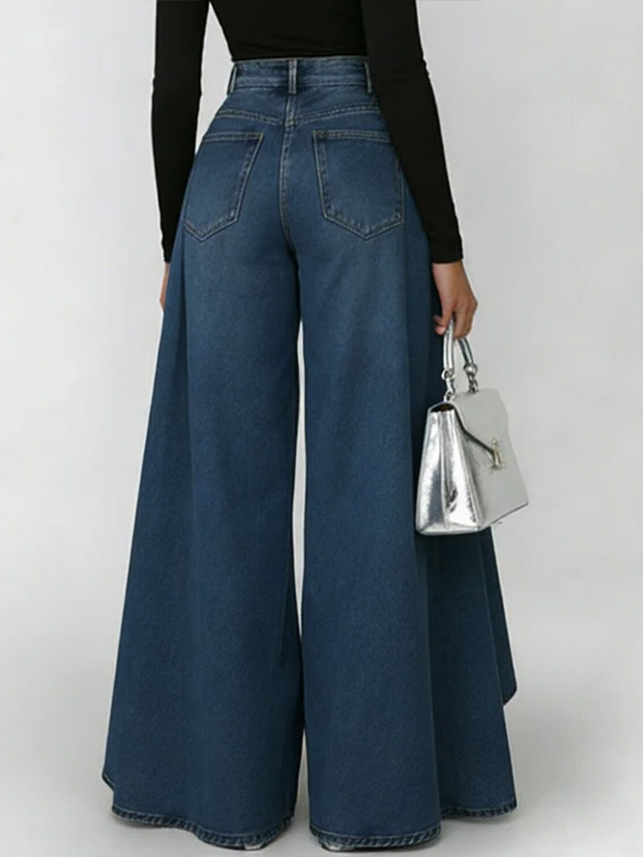 Women's High-Waisted Relaxed Wide-Leg Jeans – Effortless Everyday Comfort