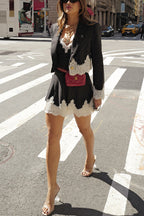 Black Lace-paneled Suit And Dress Set